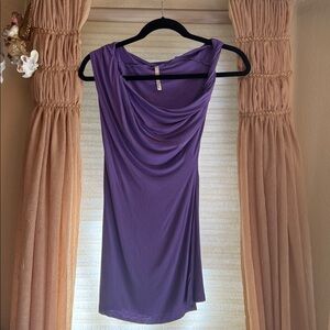 Elan Asymmetrical Drape Neck Blouse Top